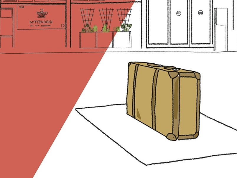 Eine Koffer steht auf dem Boden